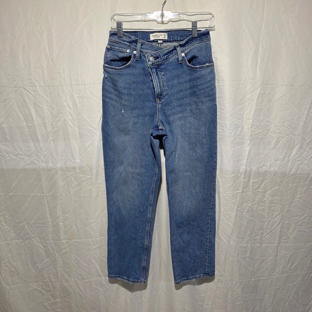 Abercrombie Fitch Curve Love 90s Straight Ultra High Rise Crossover Jeans 29 8S